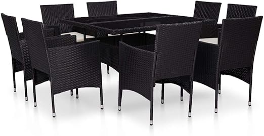 Vidaxl Gartenmobel 9 Tlg Sitzgarnitur Gartengarnitur Gartenset Sitzgruppe Rattanmobel Esstisch Gartensessel Schwarz Poly Rattan Glas Amazon De Kuche Haushalt