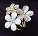 Silver Clover Women's Flower Scarves Buckle Ring