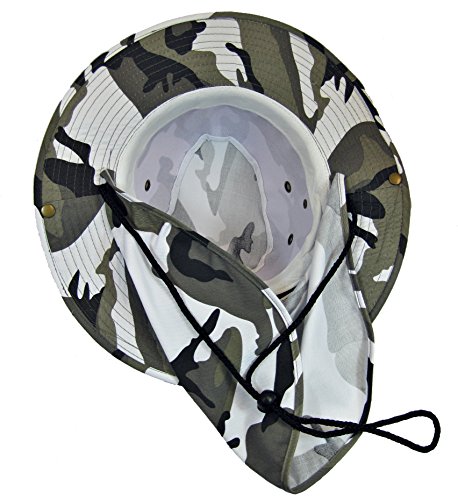 Boonie Bush Safari Outdoor Fishing Hiking Hunting Boating Snap Brim Hat Sun Cap with Neck Flap (City Camo, M)