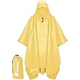 PTEROMY Hooded Rain Poncho for Adult with Pocket, Waterproof Lightweight Unisex Raincoat for Hiking Camping Emergency
