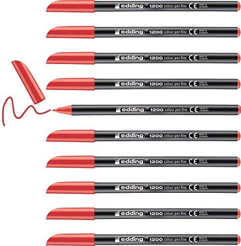 1200-002 - Caixa com 10 marcadores 1200 com ponta de fibra - 1mm - Vermelho