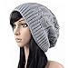 Merryshop Slouchy Long Beanie Knit Hat Cap for Winter Oversize (Grey)