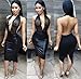 START 2016 Women Sexy Lace Deep V Halter Backless Bandage Cocktail Club Dress (US=8, Black )