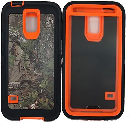 Galaxy s5 Case, Kecko® Camo Case Heavy Duty Hunting Tough Camo Tree Shockproof Dirtproof Defender Military Grade Hybrid Case Cover w/ Built-in Screen Protector for Galaxy S5 (forest orange)