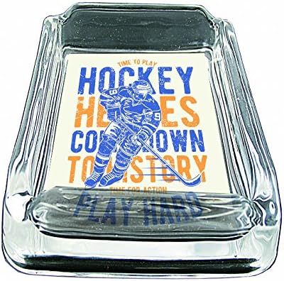 Glass Square Ashtray for outdoor With Four Places to Drop Your Cigarette| Thick and Transparent Glass Tray |Glass Ashtray Stand |Glass Ashtray Set| Glass Ashtray for Home| Time To Play Hockey