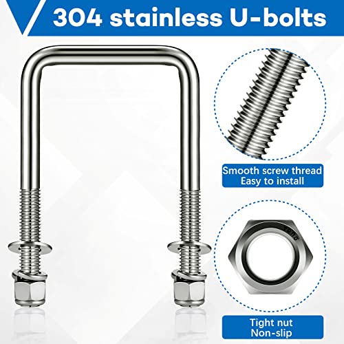 4 Sets 304 Stainless Steel Square UBolt Boat Trailer UBolts With