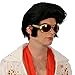 Kangaroo Costume Wigs; 1960s Rock 'n Roll Black Wig;