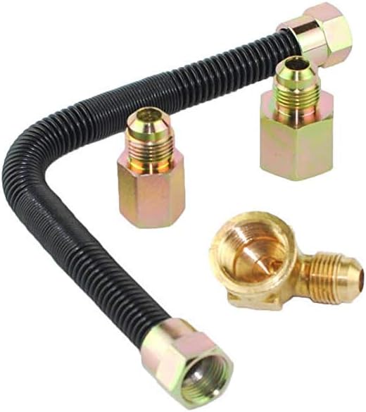 Dreffco Gas Burner Non-Whistle Flex Line Connection Kit for Fireplace or Fire pits
