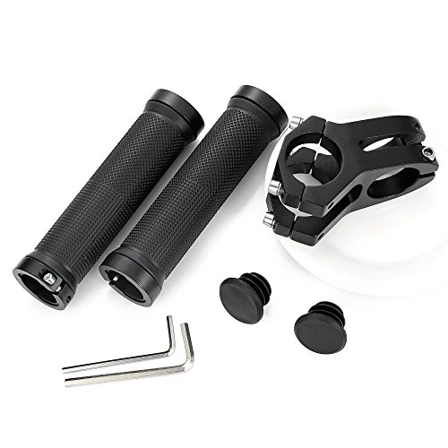 PGMJ Aluminum Alloy 31.8 Stem 45mm Bike Stem Mountain Bike Stem Short BMX Parts Road Bike, Bicycle, BMX, MTB, Fixie Gear, Cycling Short Handlebar Stem and 1 Pair Bike Handle Bar Grips (Black) - Thumbnail 7