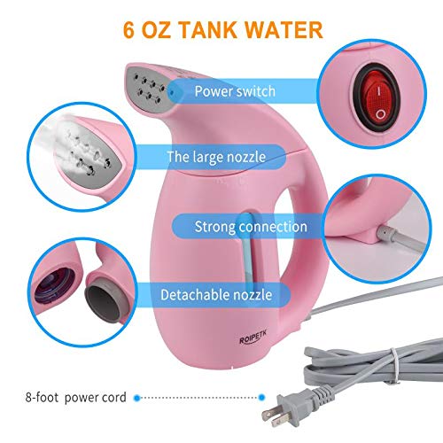 Steamer For Clothes,Handheld Clothes Steamers,180ml Powerful Wrinkle Remover Garment Fabric Steamer.Portable,Compact-Travel/Home.Automatic Shut-Off Safety Protection.Ironing Glove Included-ROIPETK