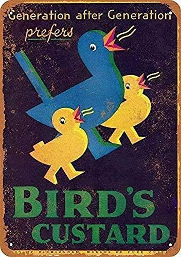 GFGKKGJFD709 Bird's Custard Metal Signs Vintage Retro Funny Metal Tin Wall Plaque for Man Cave Garage Bar Cafe Wall Decor Novelty Gifts