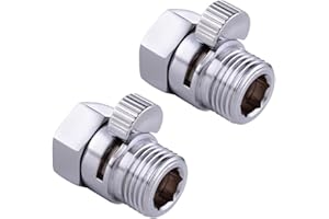 Rofawee 2 Pack Shut Off Valve Brass Shower Valve with Handle Lever G1/2 Water Flow Control Valve Regulator Chrome