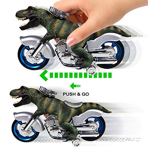image for GreenKidz Dinosaur Toy Motorcycle Friction Powered T-Rex Toys for Boys
