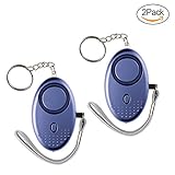 Personal Alarm, IEKA 2Pack 140 DB Emergency Safety Key Chain Siren, Self-Defense Security Safe Sound Alarm with Mini LED Flashlight Best for Kids, Women, Elderly and Night Workers( Blue )