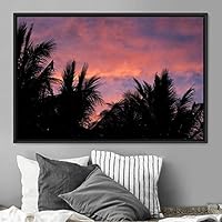 Framed Canvas Wall Art Palm Tree Colorful Cool Group Multicolor Photography Places Realism - 16x24 inches