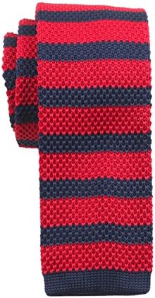 Levao Vintage Knit Ties Men's Skinny Knit Tie Stripe Necktie - Various Colors Red and Navy Blue 318