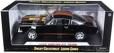 1966 Ford Shelby Mustang GT350H Hertz Black with Gold Stripes and Racing Wheels 1/18 Diecast Model Car by Shelby Collectibles SC360