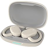 SIXTHGU Open Ear Headphones, Wireless Earbuds Lightweight Adjustable Ear Hooks, Ultra-Comfort, Powerful Sound, Clear Calls, IP55, 36H Playtime, Bluetooth 5.4 Earbuds, Running, Workout (Beige)