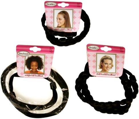 Tonytail Braided Headband Package, Black