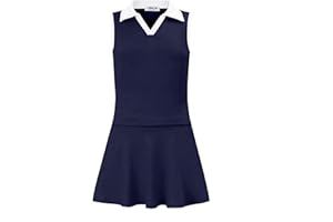 LIONJIE Kids Girls Tennis Golf Dress Outfit Sleeveless Dress with Pockets Athletic Skorts and Polo Tank Top Sets