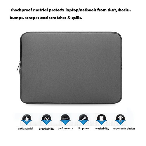 Laptop Sleeve 15-15.4 Inch,resistant Neoprene Laptop Sleeve/Notebook Computer Pocket Case/Tablet Briefcase Carrying Bag Compatible Asus/Dell/Fujitsu/Lenovo/HP/Sony/Toshiba/Acer/ Fujitsu(Grey ) - Thumbnail 3