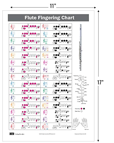 Flute Fingering Chart With Color-Coded Notes, Learn Flute Technique ...
