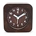 JCC Arabic Numerals Square Nature Wood Non Ticking Sweep Analog Quartz Bedside Desk Alarm Clock with Ascending Louder Alarm, Snooze and Night Light Feature, Battery Operated (Brown Wood)