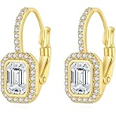 14K Gold Hoop Earrings for Women, Moissanite Inlay Classic Huggie Earrings