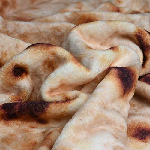 DINOKA Burritos Tortilla Blanket, Flannel Burritos Flour Tortilla Throw Blankets Wrap Giant Round Beach Blanket Great Gift Idea for Adults & Youth (Yellow5, 71 inchs)