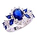 Emsione 925 Sterling Silver Plated Created Sapphire Quartz&Topaz Womens Ring