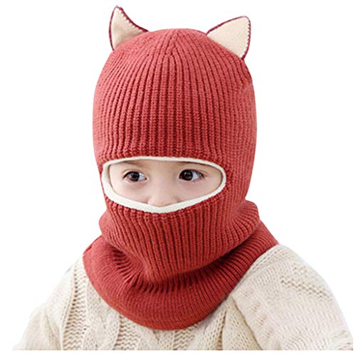 Baby Winter Warm Hat, Knit Hat for Kids Boy Girls Thick Scarf Earflap Hood Scarves Windproof Ski Beanie Skull Caps (Free, C)