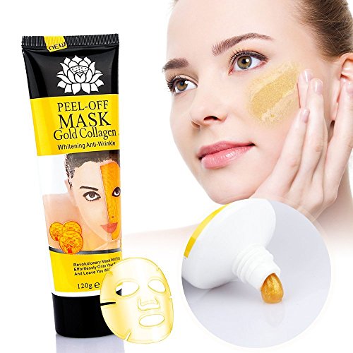 Zinnor 24k Gold Collagen Peel-off Facial Mask Whitening Anti-Wrinkle Face Masks Skin Care Face Lifting Firming Moisturize (4.23oz)