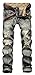 YTD Men's Zipper Biker Jeans Ripped Distressed Slit Denim Slim Stretch Moto Pants (US 40, Nostalgia Blue)