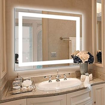 36 x 28 inch LED Lighted Vanity Bathroom Mirror, Wall Mounted + Anti Fog & Dimmer Touch Switch + UL Listed + IP44 Waterproof + 5500K Cool White +3000K Warm + CRI>90 + Vertical&Horizontal” src=”https://images-na.ssl-images-amazon.com/images/I/51ea38xErmL._SL500_AC_SS350_.jpg” style=”opacity: 1;height:130px”></a></figure>
<div class=
