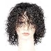 Goldfinch Short Curly Human Hair Wigs with Bangs Kinky Curly Short Wigs for Black Women Machine Made Human Hair Wigs Black Color 8 inches + Wig Cap