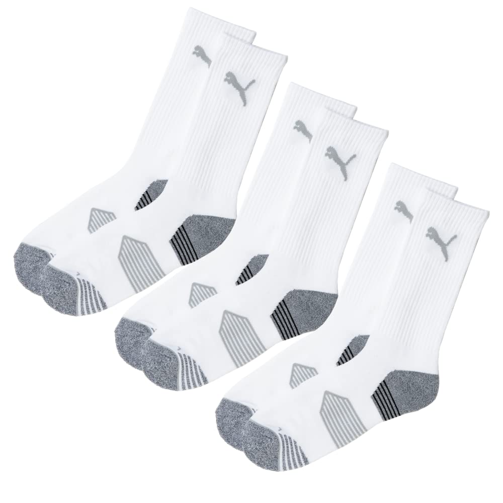 pumagolf Unisex's Crew Cut 3 Pair Pack Socks, Bright White, S