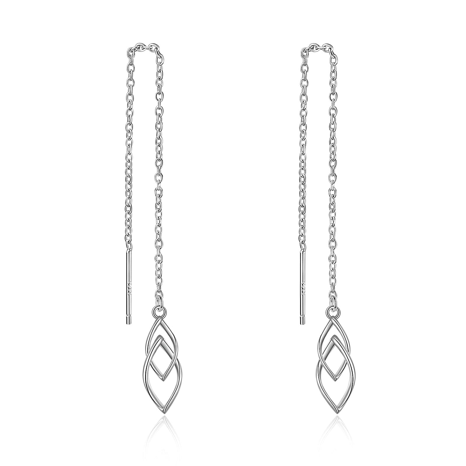 925 Sterling Silver Threader Earrings for Women Sterling Silver Through Long Chains Earrings Jewellery Gifts for Women Teens