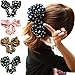 Polytree 5pcs Cute Girls Women's Big Polka Dot Rabbit Ear Hair Bow Tie Bands Ponytail Holder