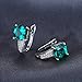 JewelryPalace Cushion Cut 3.1ct Simulated Emerald Clip On Hoop Earrings for Women, Green Gemstone 925 Sterling Silver 14k White Gold Plated Earrings for Women