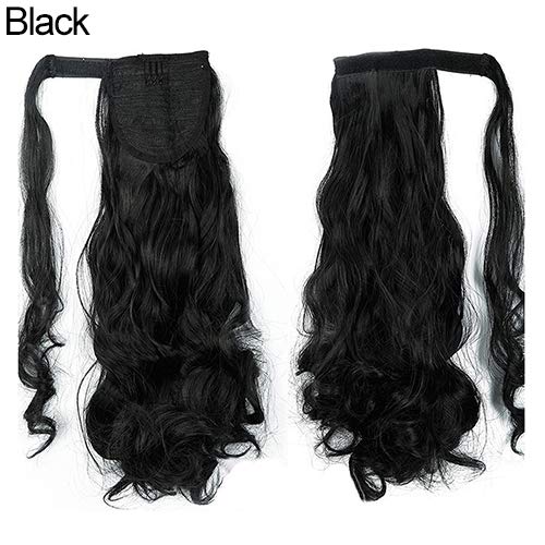 Anniston Hairpiece Women’s Beauty Long Wavy Ponytail Wigs Clip in Pony Tail Hair Piece Extension Hair Scrunchies Updo Hair Bun Hair Accessories for Women – Black