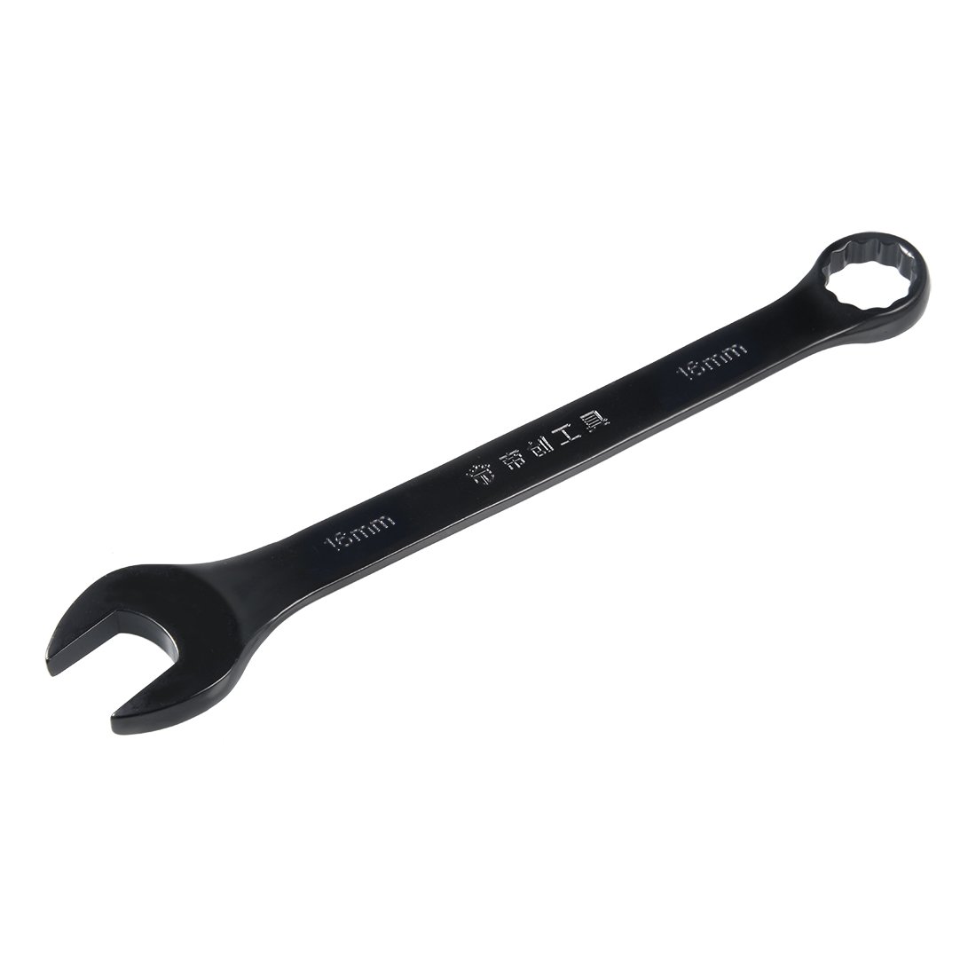 Sourcingmap Metric 16mm 12-Point Box Open End Combination Wrench Black Electrophoresis Coating, Cr-V