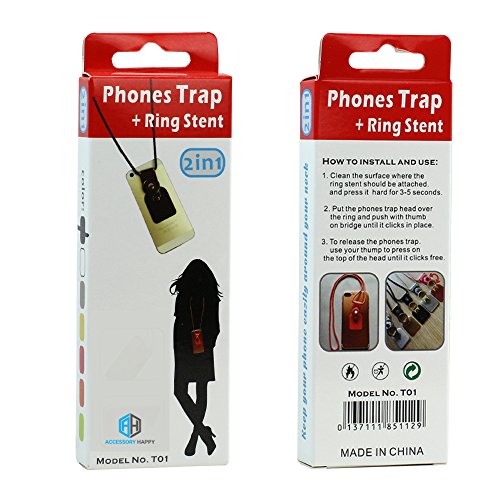 Universal 2 in 1 Phone Lanyard & Ring Stent, Cell Phone Tether Neck strap Holder Wrist Strap Ring Stent Kickstand For iPhone 5 6 6S 7 8 8 Plus Galaxy S7 Note 3 4 5 and Other Mobile Phones (Black)