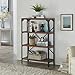 HOMISSUE 4-Shelf Vintage Style Bookshelf, Industrial Open Metal bookcases Furniture, Etagere Bookcase for Living Room & Office, Brown, 48.2-Inch Height
