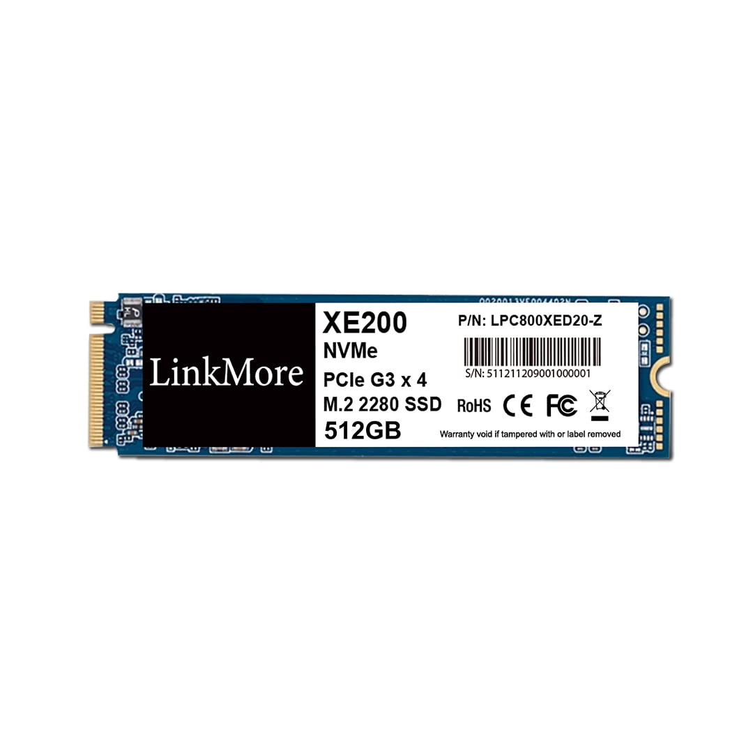 LinkMore XE200 512GB M.2 2280 PCIe Gen 3X4 Internal SSD, Solid State Drive, Up to 2500MB/s for Latop and PC