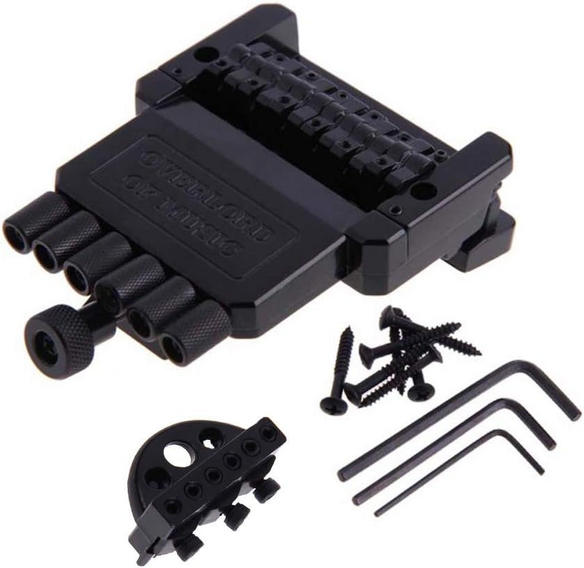 CUHAWUDBA 1 Set 6 String Saddle Headless Guitar Bridge Tailpiece Black for Electric Guitar Parts Replacement