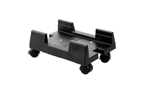 Mobile Desktop Computer Floor Stand Rolling Cart Wheels Adjustable Width PC Tower Holder (Black)
