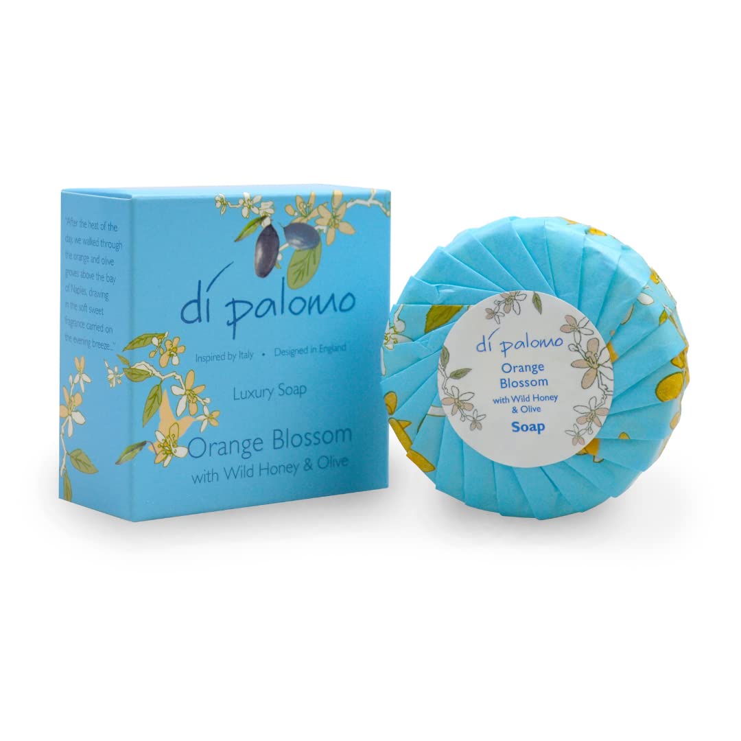 Di Palomo Orange Blossom & Honey Luxury Soap Bar - 100g Hand Soap Round Soap. Moisturising Skin Care Ladies & Mens Luxury Soap Bars For Women & Men. Italian Hand Wash