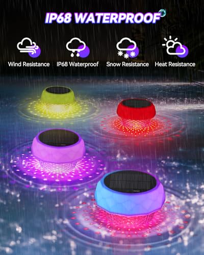 DoXtreme Solar Submersible Led Pool Lights with RGB Colour Changing, Solar Pool Light RF Remote Control with Cleaning Container, Submersible Pool Light Decoration for Garden and Pools