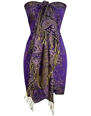 Elegant Double Layer Reversible Paisley Pashmina Shawl Wrap Scarf
