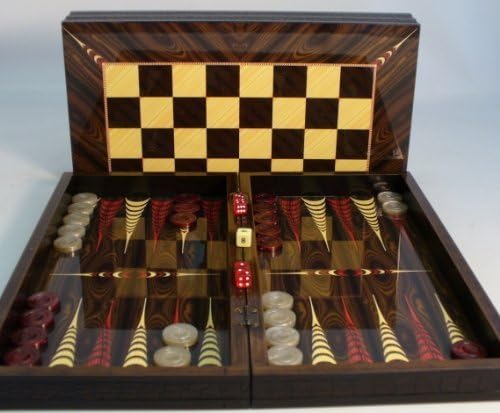 19 in. Floral Wooden Backgammon Set with Chessboard by World Wise Imports